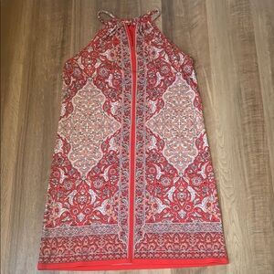 Max Studio Red Patterned Halter Dress Size Medium